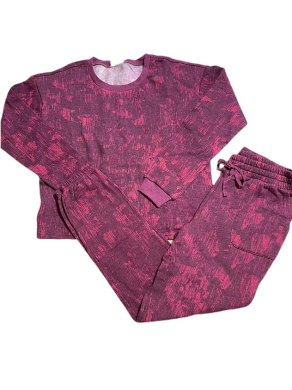 NEW S LuLaRoe Lulu Matching Set Sweatsuit Joggers Long Sleeve Pink Tie Dye Red